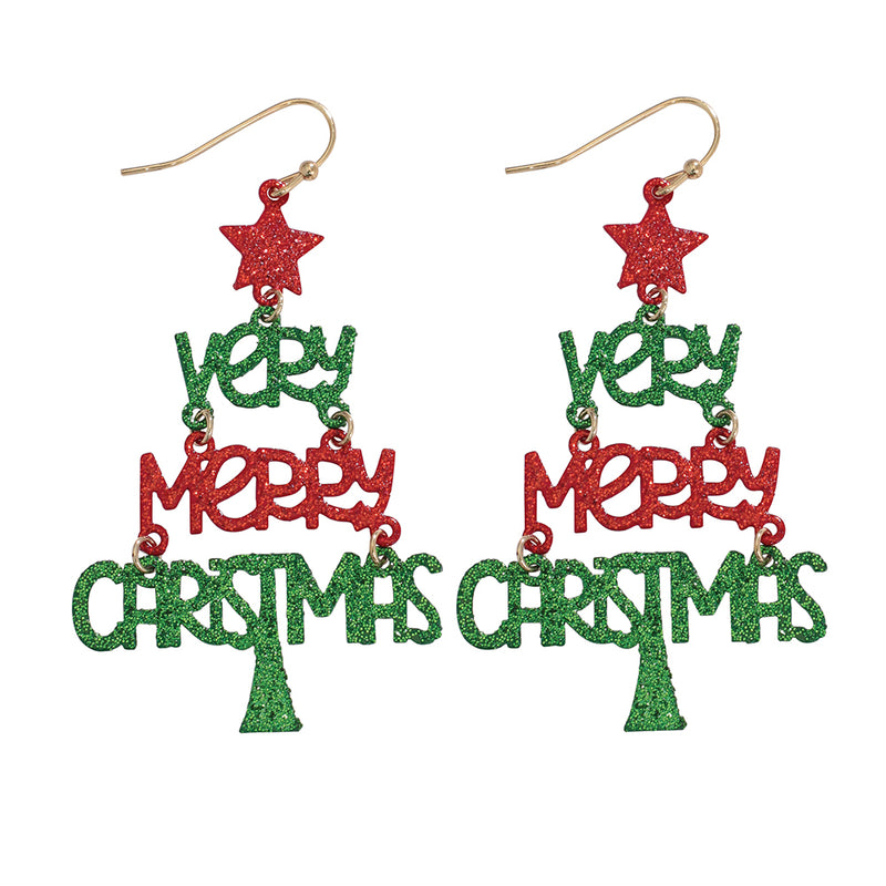 Earrings-Very Merry Christmas Tree
