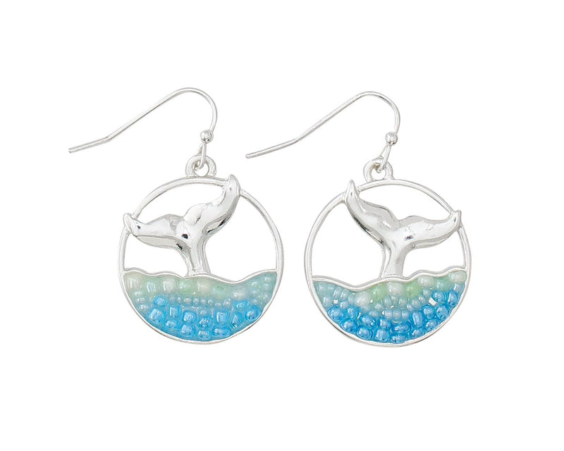 Whale Tail on Waves Earrings