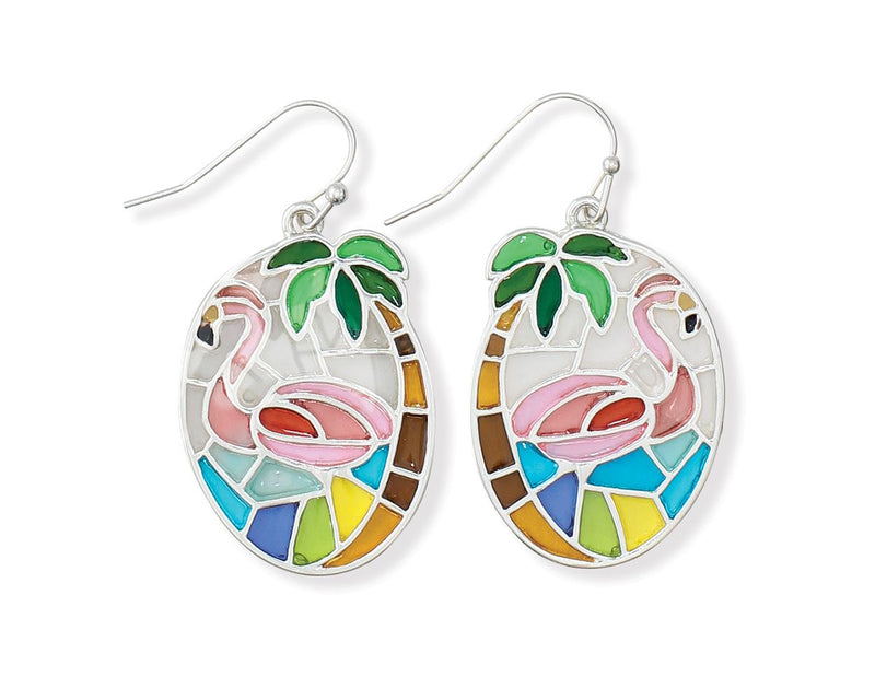 Stained Glass Flamingo Earrings