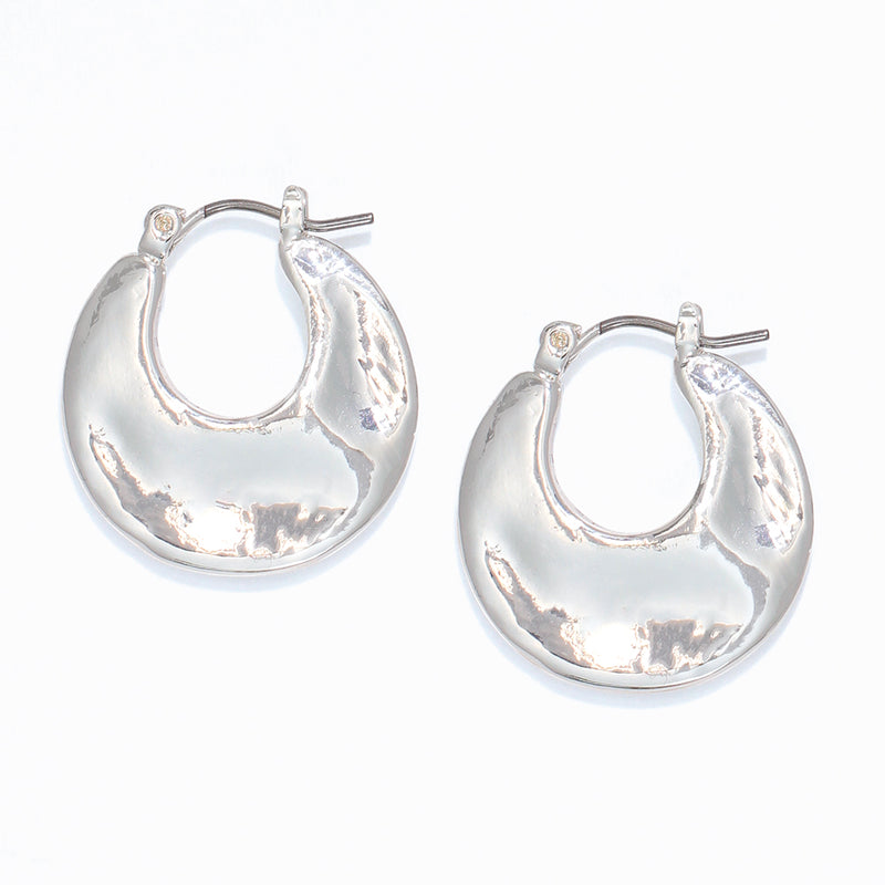 Earrings-Silver Hammered Disc Hoops