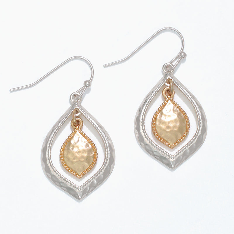 Earrings-Two Tone Matte Drops