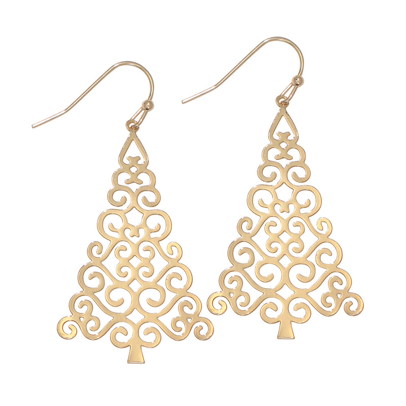 Earrings-Gold Christmas Tree