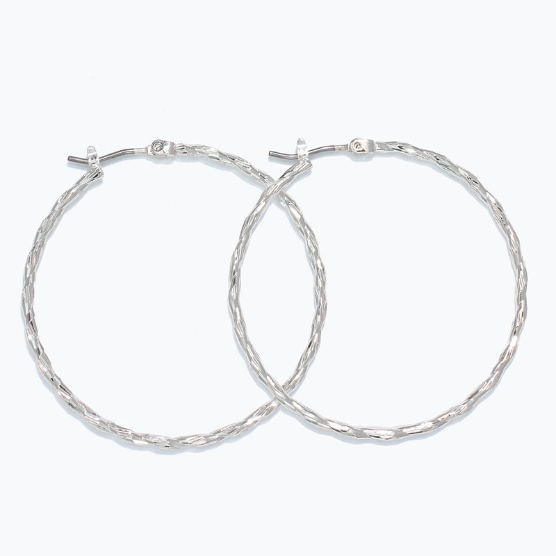 Earrings-Twisted Silver Hoops