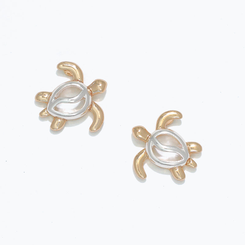 Earrings-Two-tone Open Turtle