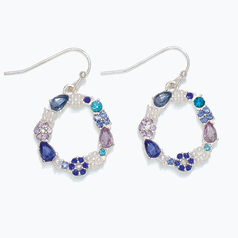 Earrings-Silver with Blue Crystals