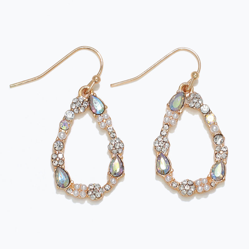 Earrings-Gold w Crystals and Pearls