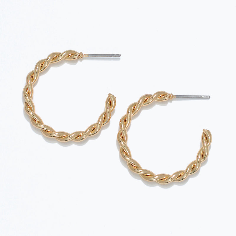 Earrings-Twisted Gold Hoops