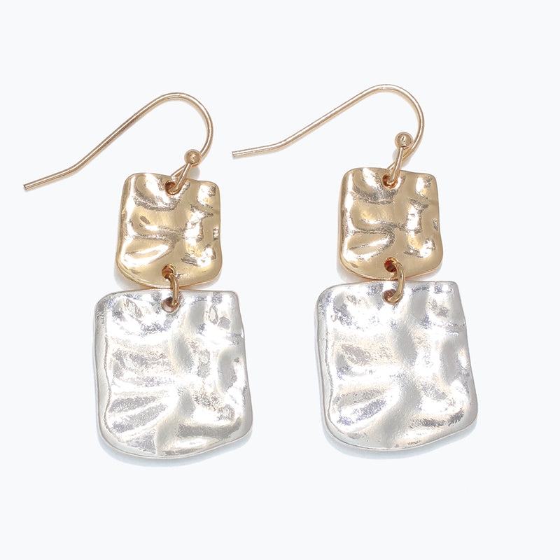 Earrings-Hammered Two-tone Drops