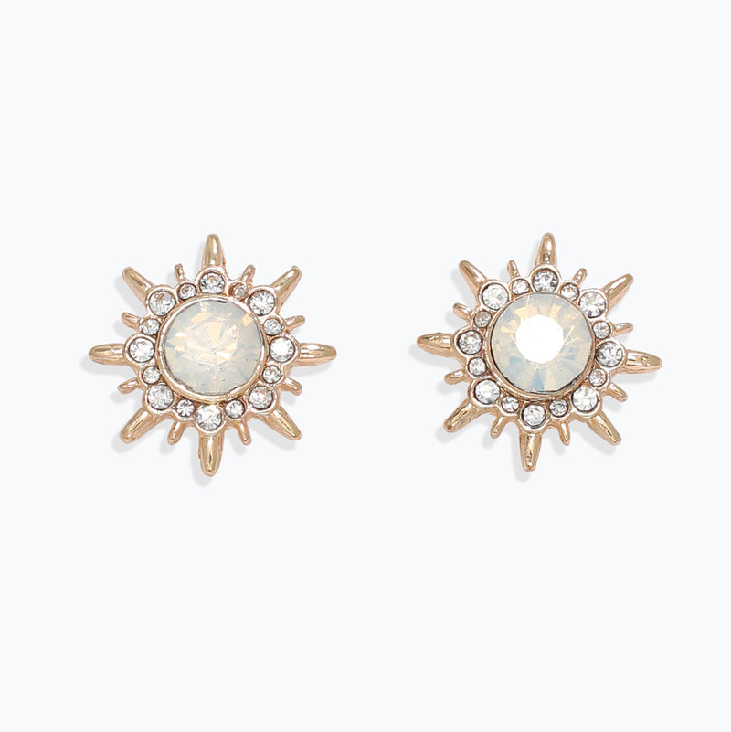 Earrings-Gold Bursts with Crystals