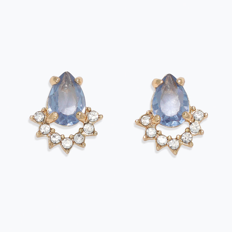 Earrings-Blue+Clear Crystal Posts