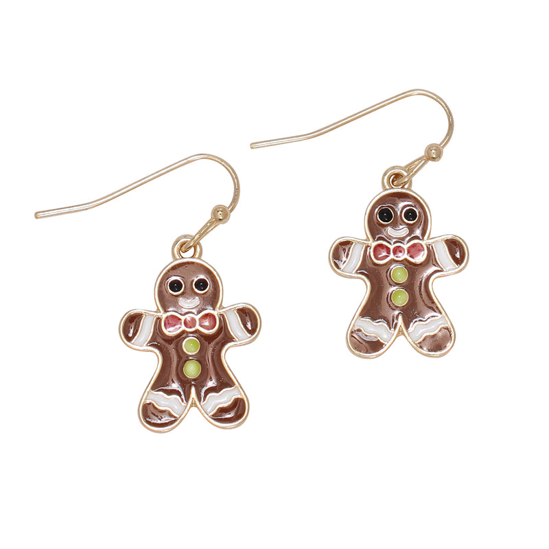 Earrings-Enamel Gingerbread Men