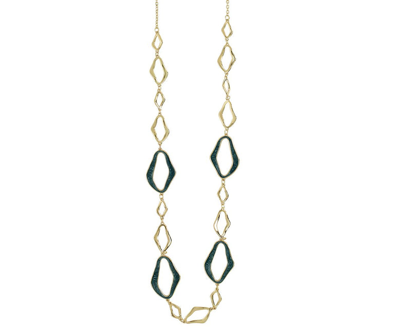 Necklace-Gold Ovals w Swirl Enamel 8151469
