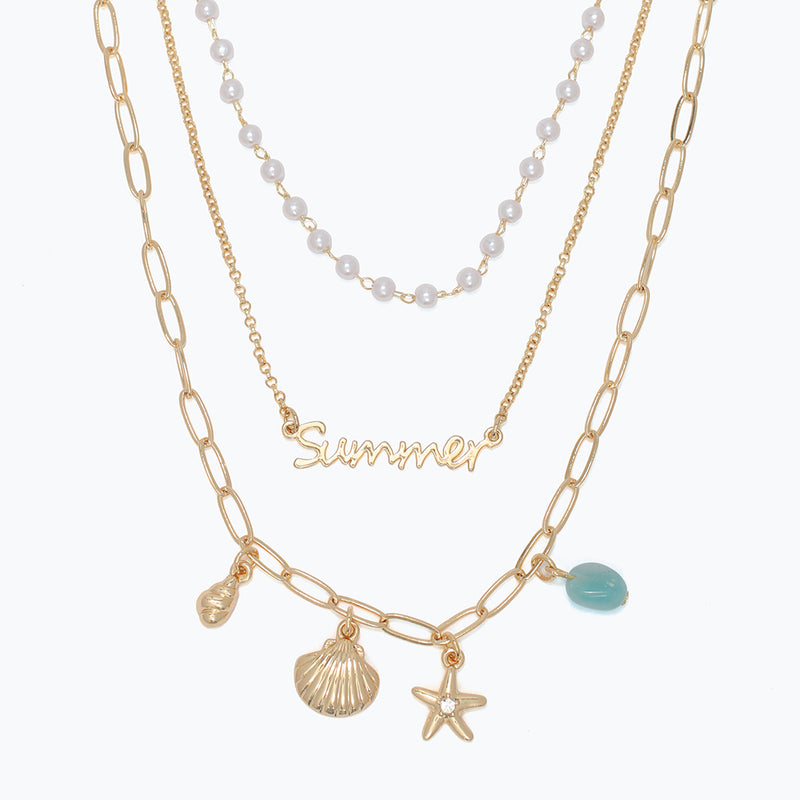 Necklace-3 Layer Gold Sea Life