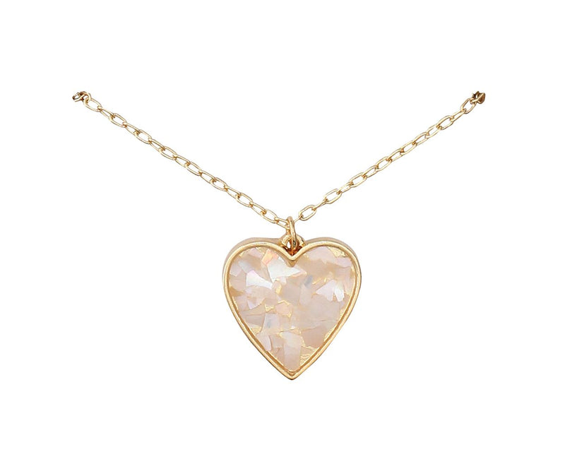Soft Blush Glitter Heart Necklace 8180245