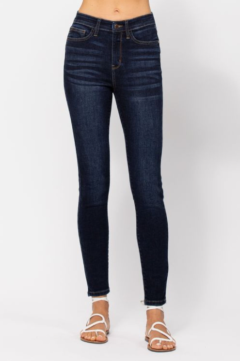 Judy Blue High Waist Skinny Jean with Hand Sanding - Sizes 0-22W