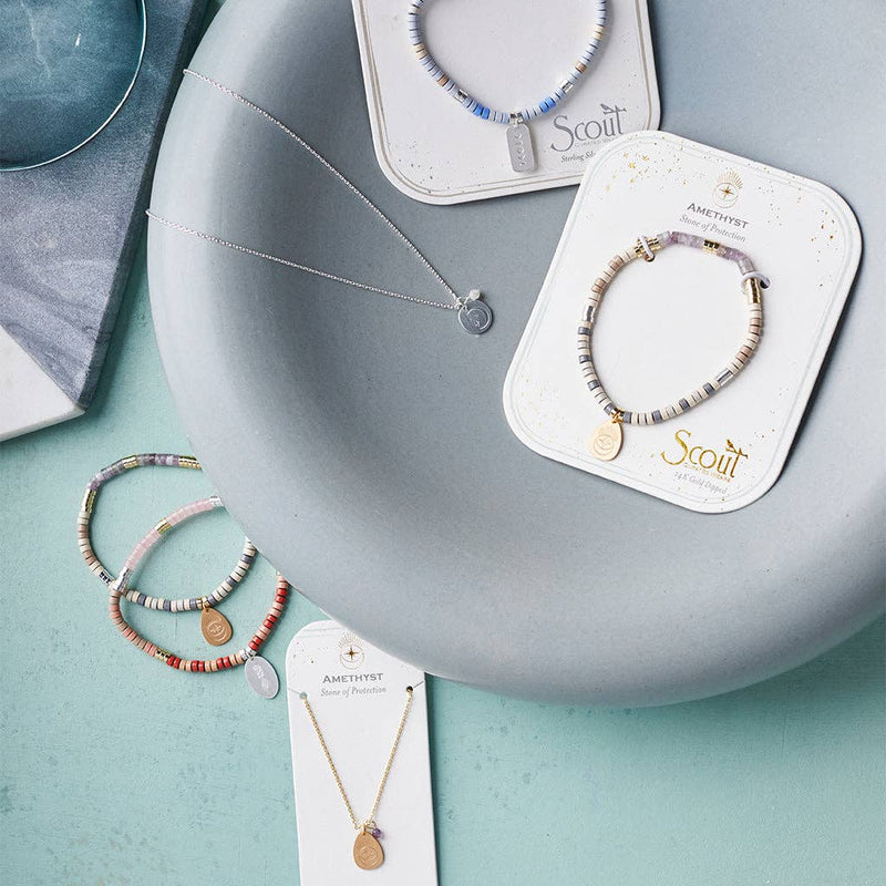 Stone Intention Charm Necklace - Amazonite/Gold