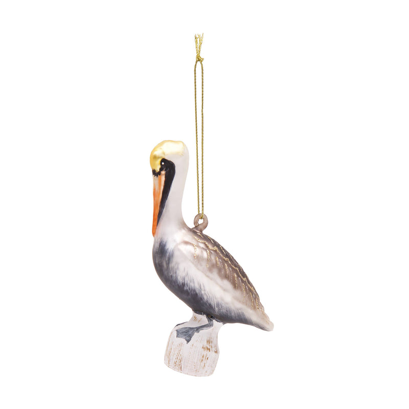 Christmas Pelican Glass Ornament