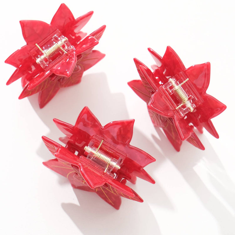 Red Poinsettia | Holiday Claw Clip