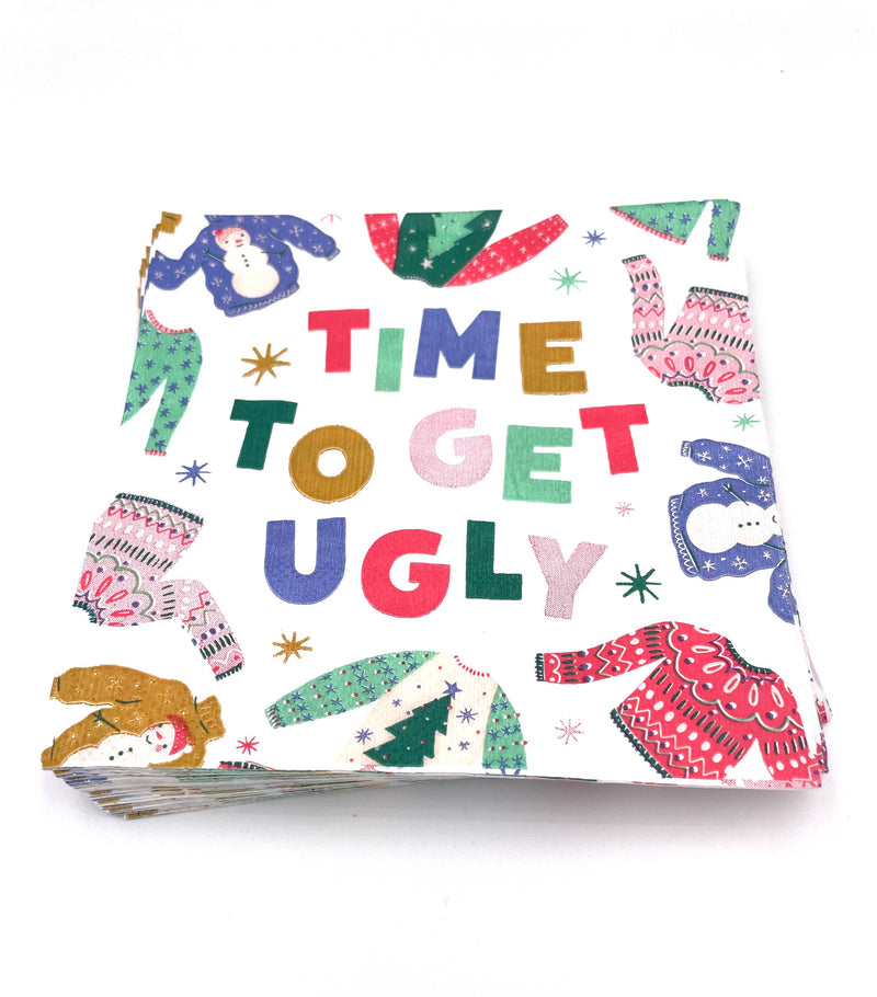 Funny Holiday Cocktail Napkins |Time To Get Ugly - 20ct