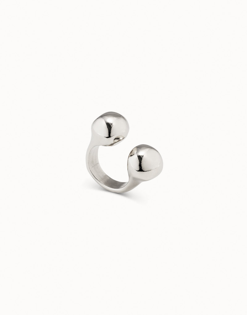 UNOde50 Open ring with two beads - Sterling Silver