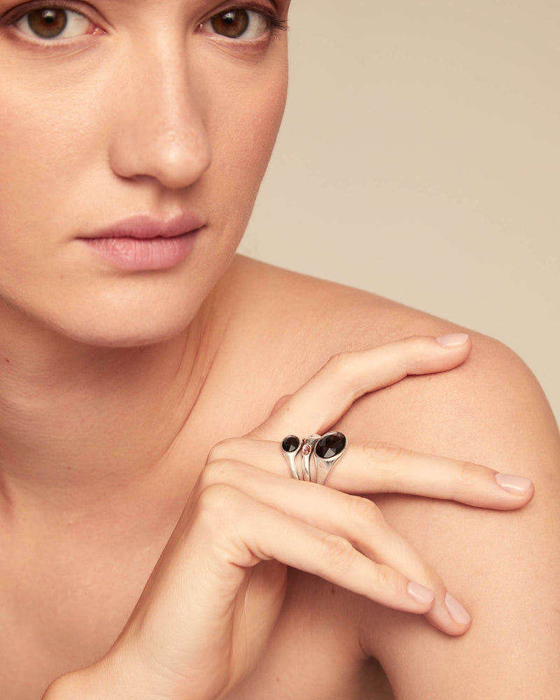 UNOde50 Ring with crystals with different sizes - Sterling Silver