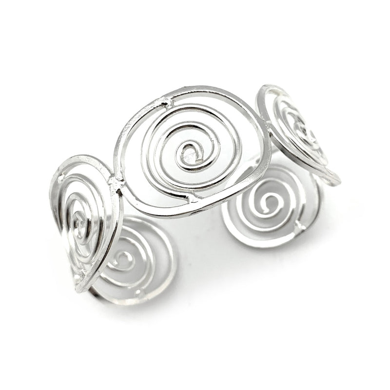 Silver plated cuff - 5 spiral loops
