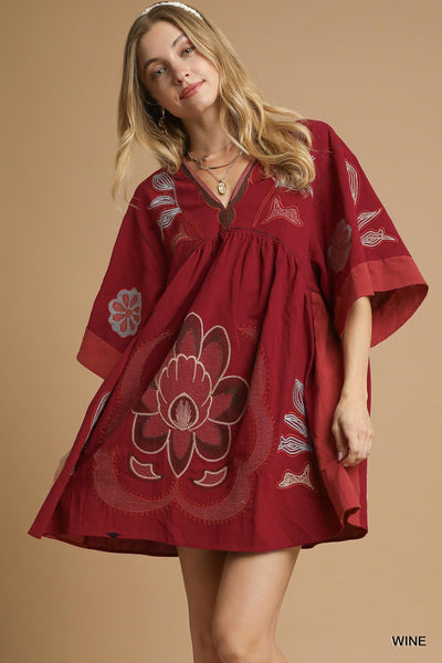 Floral embroidered mini dress 