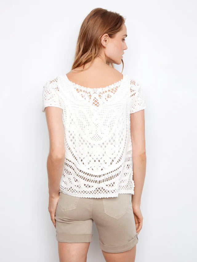 Charlie B Reversible Cotton Crochet Top - White