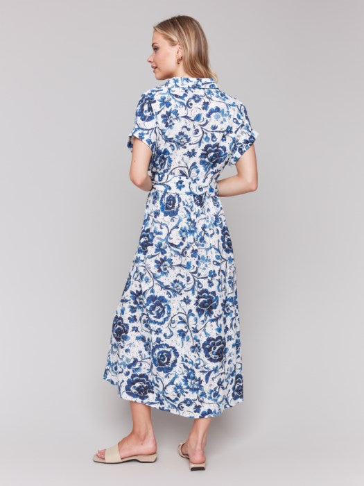 Charlie B Floral Print Cotton Maxi Dress with Belt