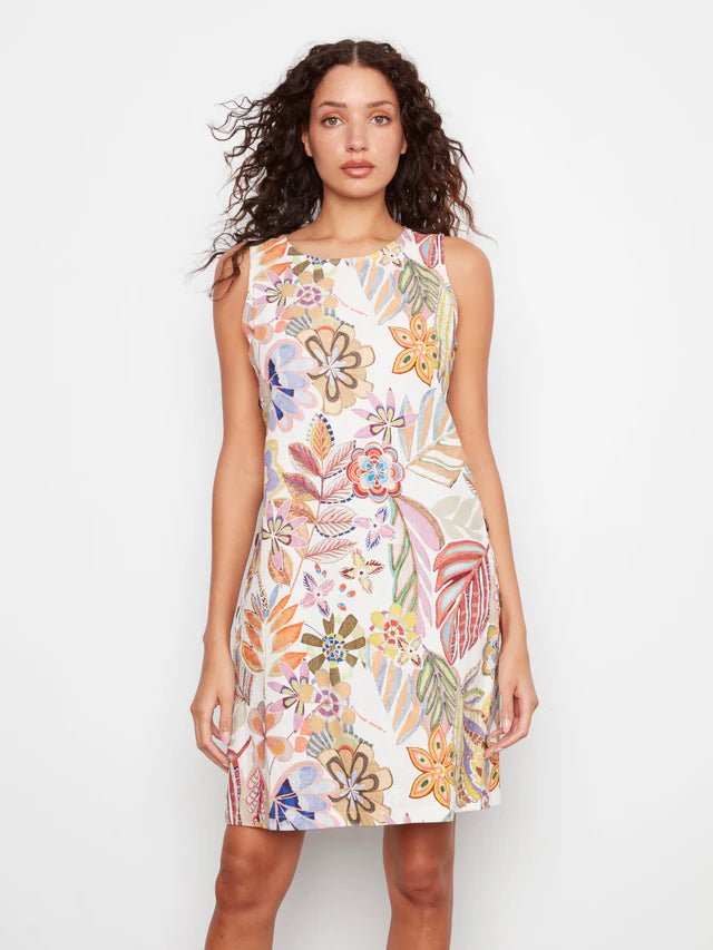 Charlie B Printed Sleeveless Linen Blend Dress - Maui