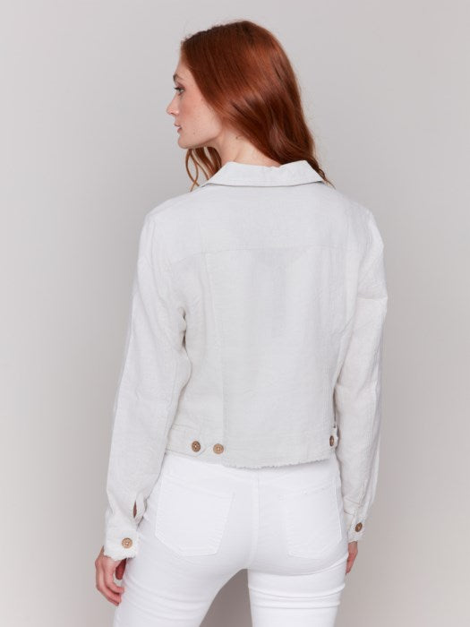 Charlie B Linen Blend Jacket - White