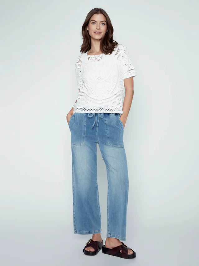 Charlie B Reversible Cotton Crochet Top - White