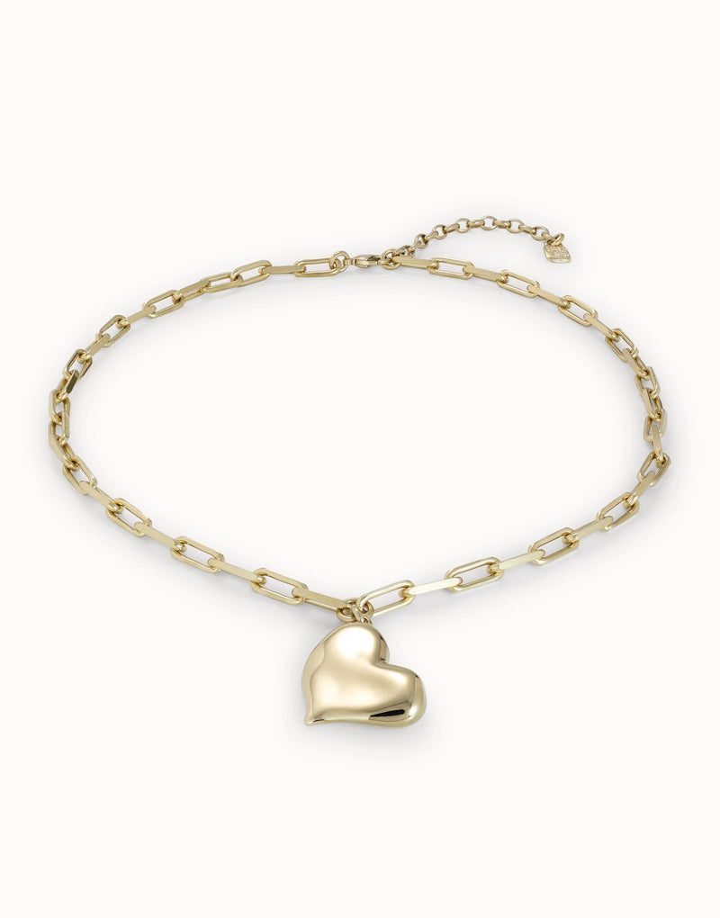 UNOde50 Link chain necklace with heart - Gold
