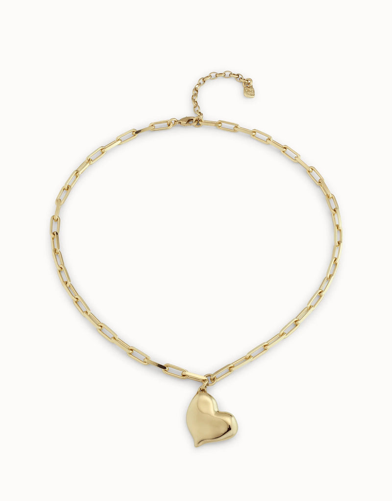 UNOde50 Link chain necklace with heart - Gold
