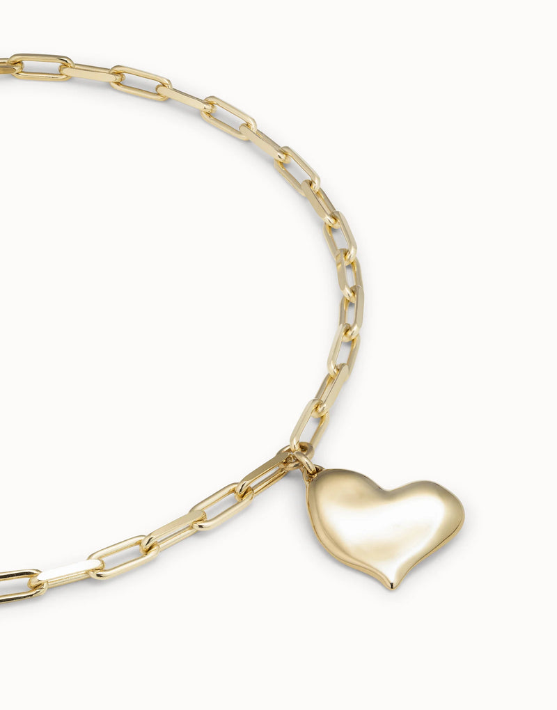UNOde50 Link chain necklace with heart - Gold