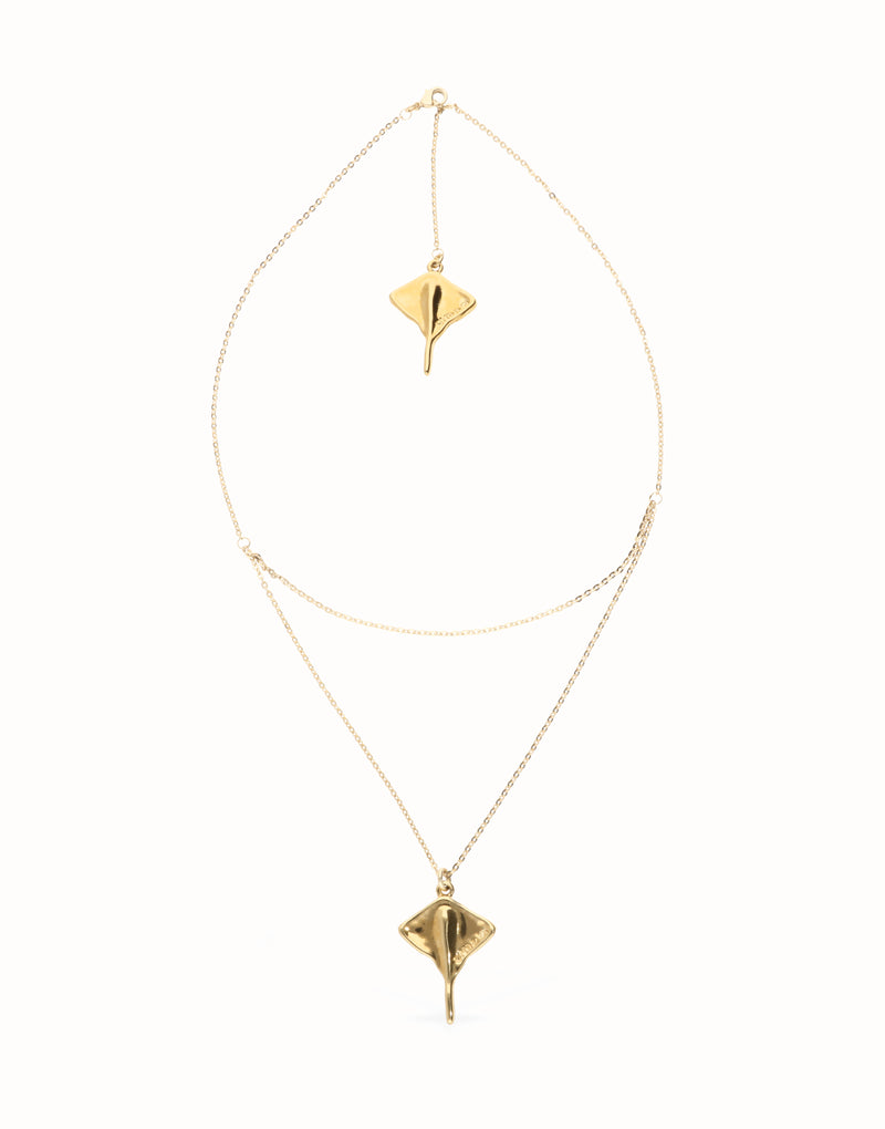 UNOde50 Multi strand chain necklace with manta ray - Gold