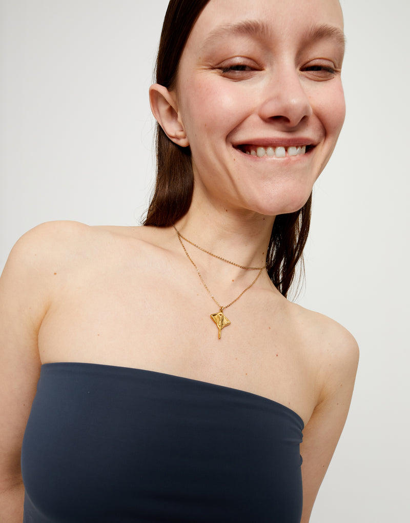 UNOde50 Multi strand chain necklace with manta ray - Gold