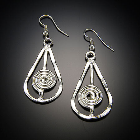 Anju Silver plated earrings- teardrop and spiral