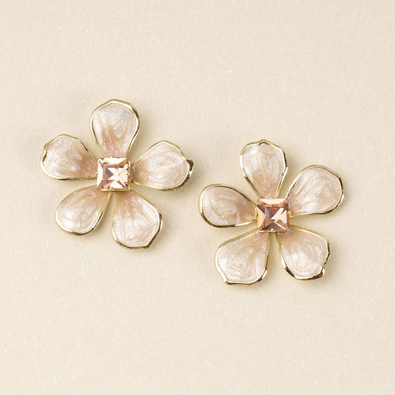 Scout - Sparkle & Shine Lg Enamel Flower Earring - Silk/Gold