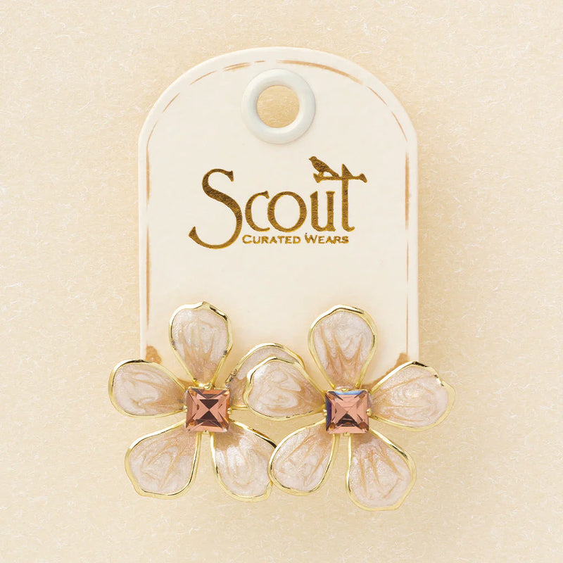 Scout - Sparkle & Shine Lg Enamel Flower Earring - Silk/Gold