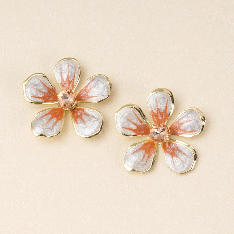 Scout - Sparkle & Shine Lg Enamel Flower Earring - Light Gray/Gold