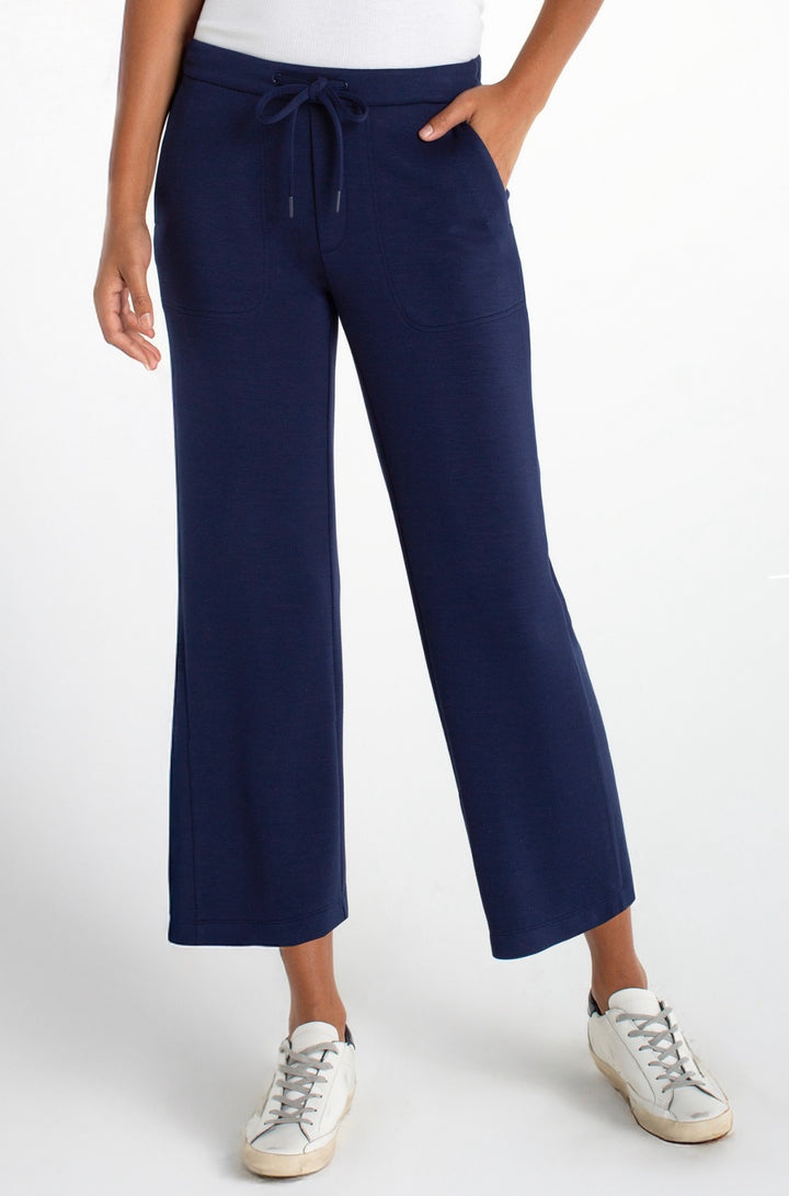 Liverpool Pull-on Wide Leg Crop Trouser - Deep Midnight - Cloud 9