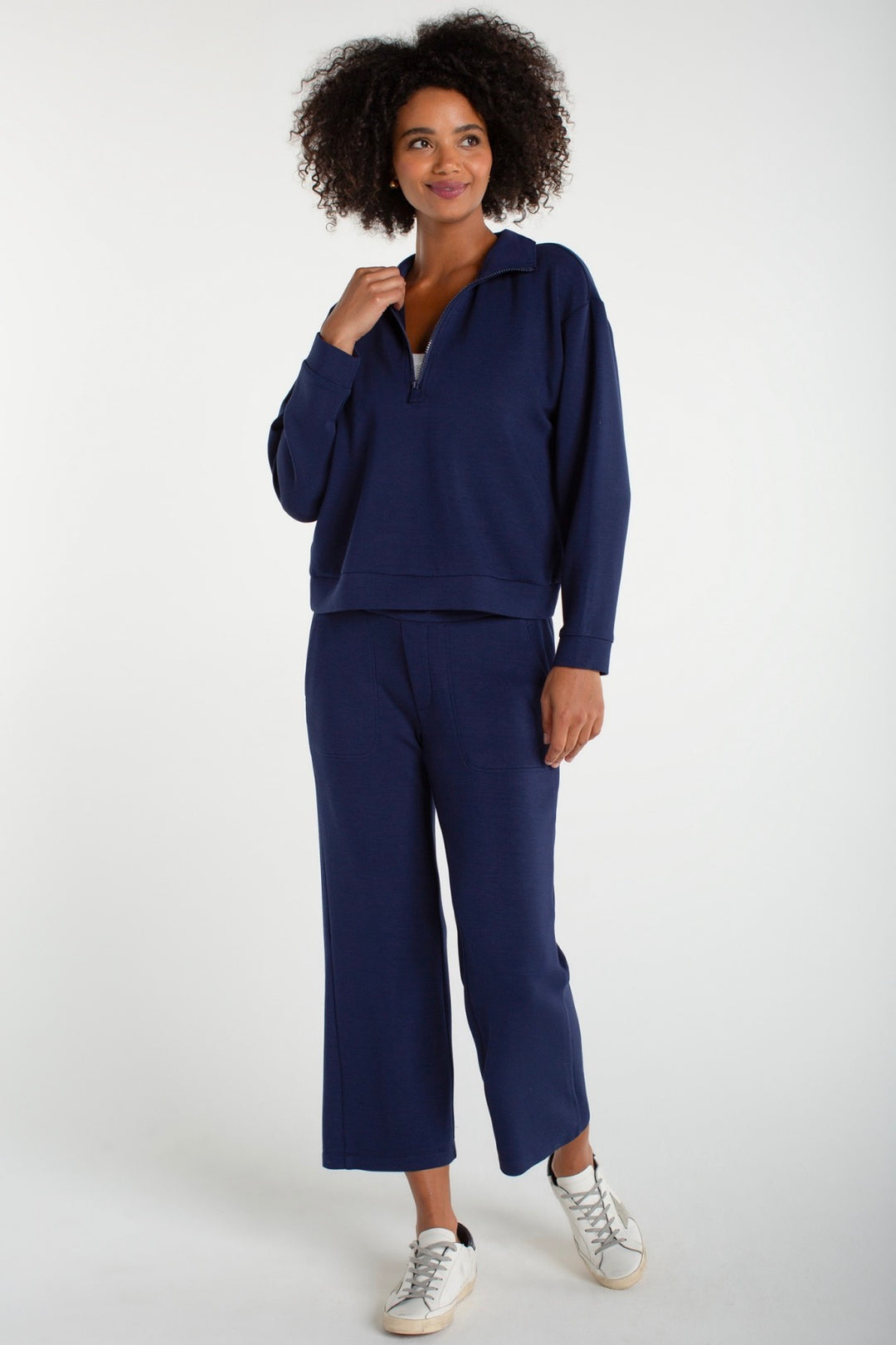 Liverpool Pull-on Wide Leg Crop Trouser - Deep Midnight - Cloud 9