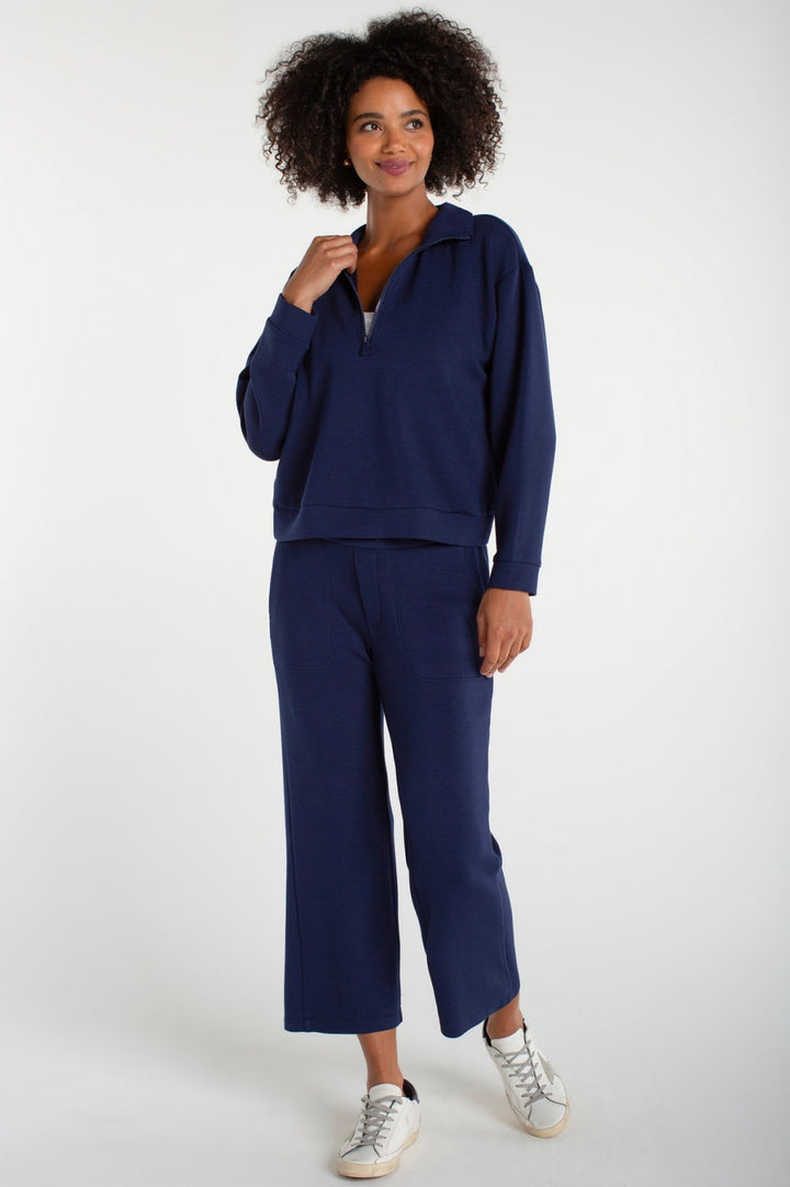 Liverpool Pull-on Wide Leg Crop Trouser - Deep Midnight - Cloud 9