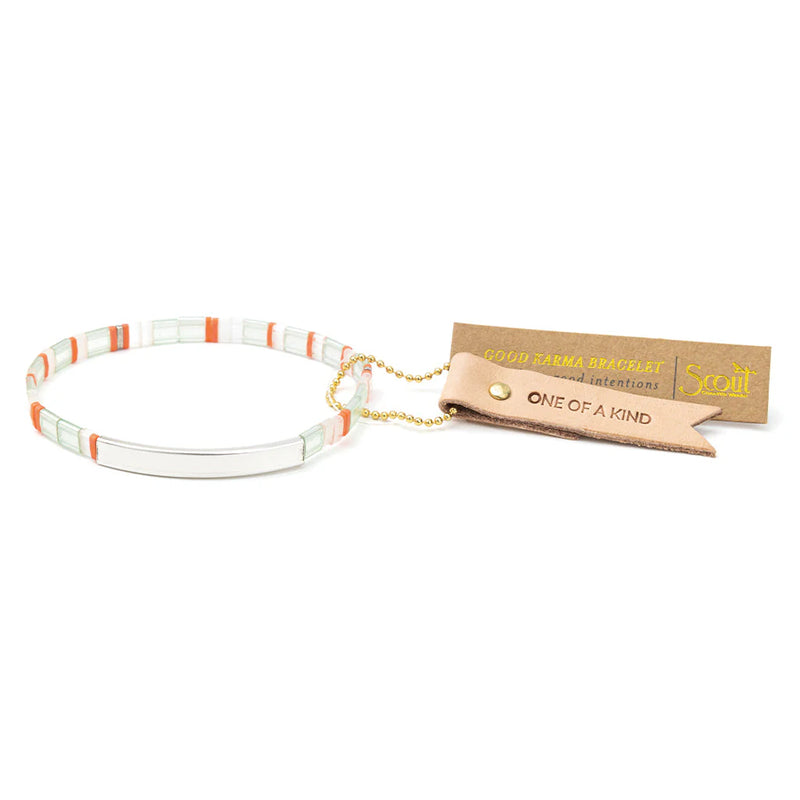 Scout - Good Karma Miyuki Bracelet | One Of A Kind - Mist/Salmon/Silver