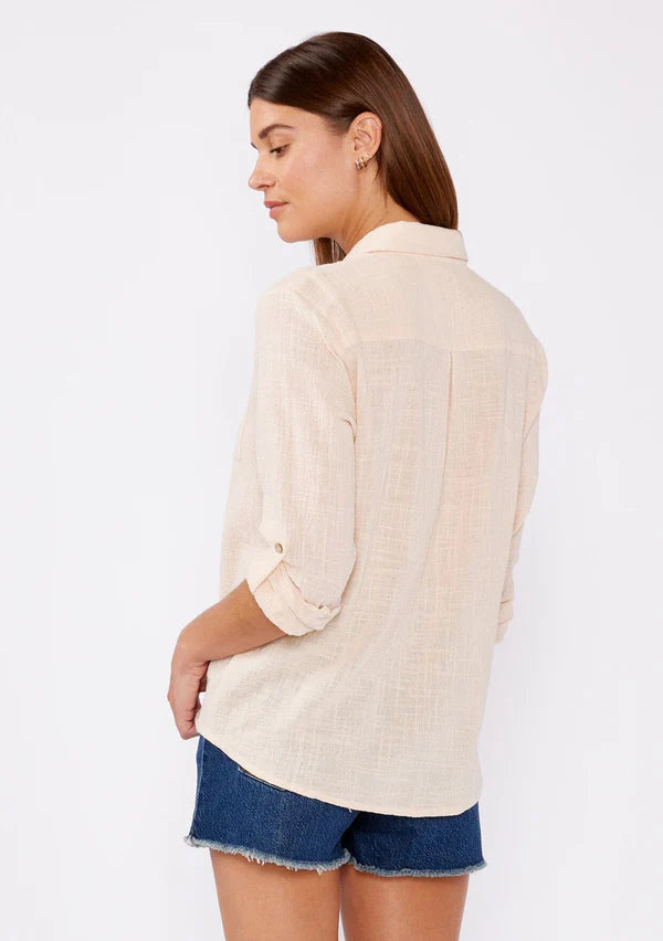 FINAL SALE Breezy Basics Button Front Top - Natural