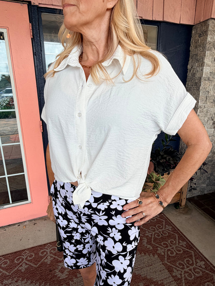 Tribal Airflow Relaxed Dolman Button-Down Shirt Ocean Pearl