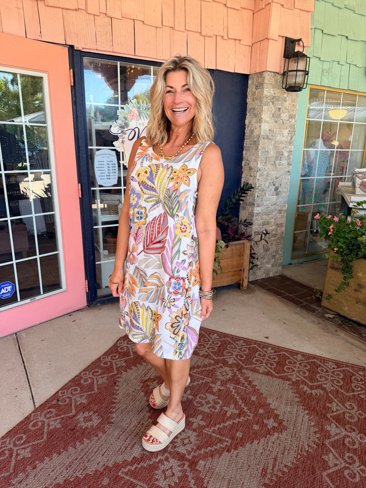 Charlie B Printed Sleeveless Linen Blend Dress - Maui