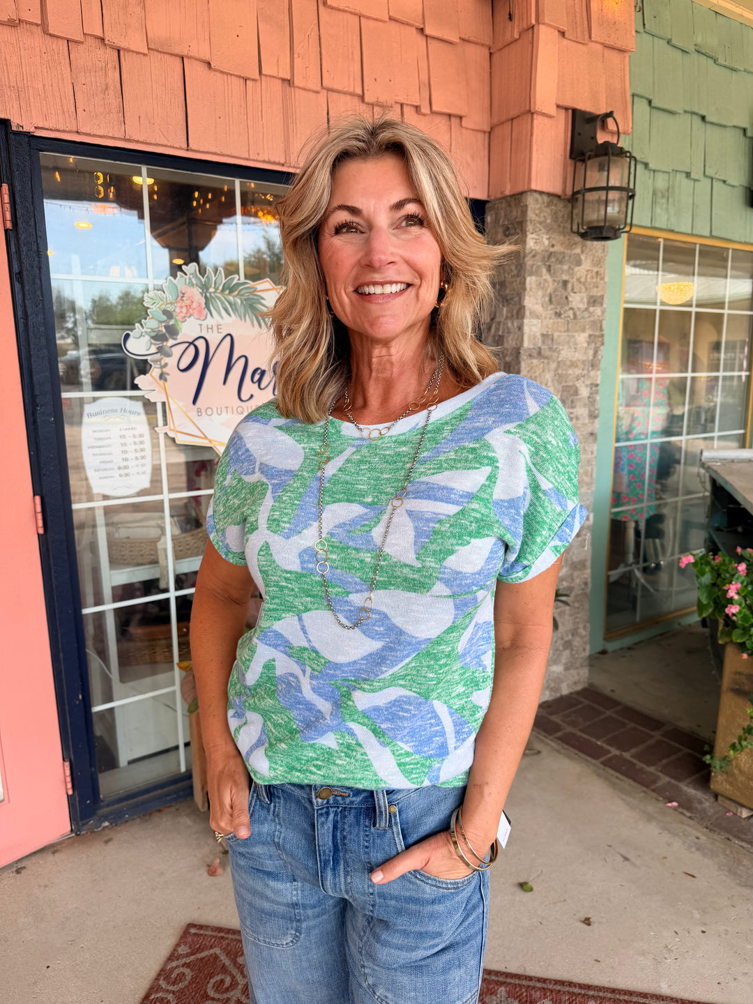 Tribal Cap Sleeve Wear Two Ways Top Water