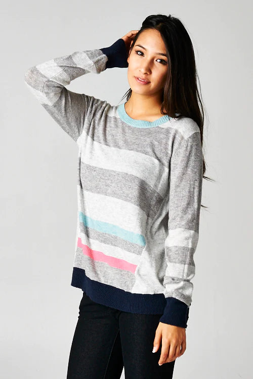 Fun Striped Knit Pullover Sweater